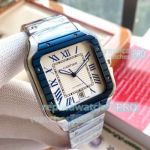 Replica Cartier new Santos Auto Watches 39.8mm Blue PVD Bezel